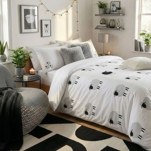 Lenjerie de pat pentru o persoana Single XXL (DE), 2 piese, L'essentiel Maison, The Black Sheep, Alb imagine