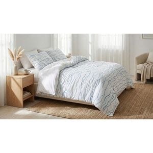 Lenjerie de pat pentru o persoana Single XXL (DE), 2 piese, L'essentiel Maison, Serenity, Alb / Albastru / Albastru deschis imagine