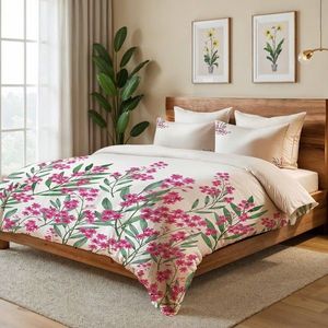 Lenjerie de pat pentru o persoana (FR), 2 piese, L'essentiel Maison, Magnolia, Crem / Verde / Roz imagine