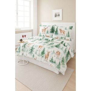 Lenjerie de pat dubla Super King (EU) (IT), 3 piese, L'essentiel Maison, Forest, Bumbac;Poliester, Alb / Verde / Maro imagine