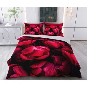 Lenjerie de pat dubla Super King (FR), 3 piese, L'essentiel Maison, Pigane, Bumbac;Poliester, Roșu/Negru imagine