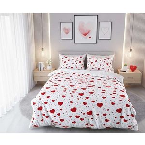 Lenjerie de pat dubla Super King (FR), 3 piese, L'essentiel Maison, Serita, Bumbac;Poliester, Alb/Rosu imagine