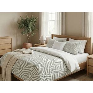 Lenjerie de pat pentru o persoana Single XXL (DE), 2 piese, L'essentiel Maison, Maze, Bumbac;Poliester, Salvie / Alb imagine