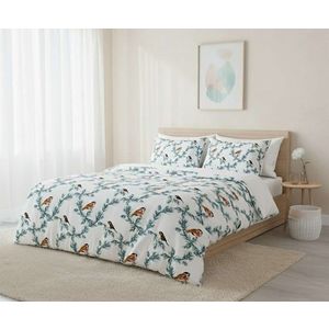 Lenjerie de pat pentru o persoana Single XXL (DE), 2 piese, L'essentiel Maison, Nalia, Bumbac;Poliester, Alb / Verde / Maro imagine