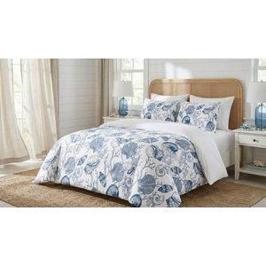 Lenjerie de pat pentru o persoana Single XXL (DE), 2 piese, L'essentiel Maison, Seashelly, Bumbac;Poliester, Albastru/Alb imagine