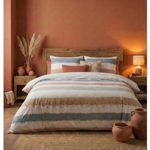 Lenjerie de pat pentru o persoana Single XXL (DE), 2 piese, L'essentiel Maison, Sunset, Bumbac;Poliester, Roșu / Albastru / Bej / Alb imagine