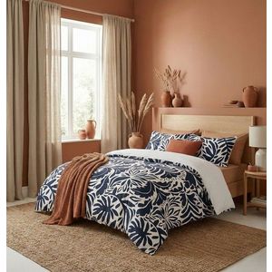 Lenjerie de pat dubla Super King (EU) (IT), 3 piese, L'essentiel Maison, Mediterranean Blue, Bumbac;Poliester, Bleumarin/Alb imagine