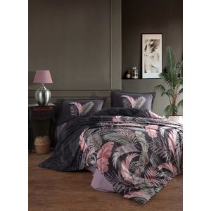 Lenjerie de pat pentru o persoana (FR), L'essentiel Maison, Hena, Bumbac Ranforce, Antracit imagine