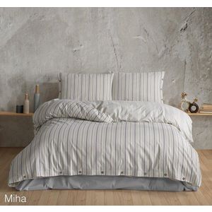 Lenjerie de pat dubla Super King (EU) (IT), 3 piese, L'essentiel Maison, Miha v1, Bumbac, Crem / Mov imagine