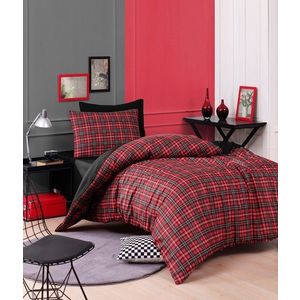 Lenjerie de pat pentru o persoana Single XXL (DE), 2 piese, L'essentiel Maison, Iskoç, 65% bumbac/35% poliester, Rosu imagine