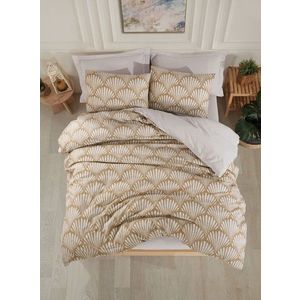 Lenjerie de pat pentru o persoana Single XXL (DE), 2 piese, L'essentiel Maison, Yelpaze, 65% bumbac/35% poliester, Maro imagine