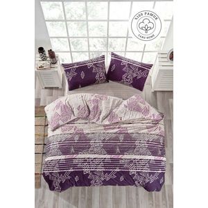 Lenjerie de pat pentru o persoana Single XXL (DE), L'essentiel Maison, Pyramid, Mov/Alb imagine