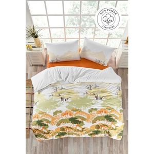 Lenjerie de pat pentru o persoana Single XXL (DE), L'essentiel Maison, Spring, Alb / Portocaliu / Verde imagine