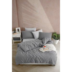 Lenjerie de pat dubla Super King (EU) (IT), 3 piese, L'essentiel Maison, Yarn Dyed, Antracit imagine