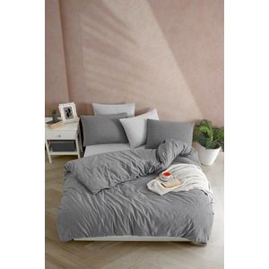 Lenjerie de pat dubla King (FR), 3 piese, L'essentiel Maison, Yarn Dyed, Antracit imagine