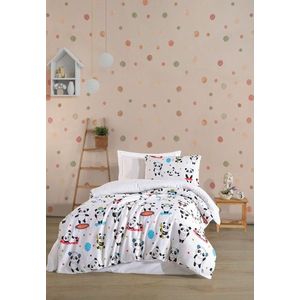 Lenjerie de pat dubla (DE), 3 piese, L'essentiel Maison, LovePandas, 65% bumbac/35% poliester, Alb imagine