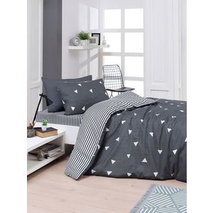 Lenjerie de pat pentru o persoana Single XXL (DE), 2 piese, L'essentiel Maison, Üçgen, 65% bumbac/35% poliester, Gri/Alb imagine
