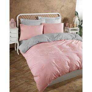 Lenjerie de pat dubla Super King (FR), 3 piese, L'essentiel Maison, Solid, 65% bumbac/35% poliester, Pulbere / Gri imagine