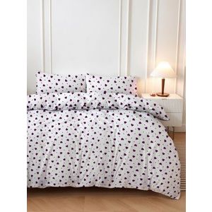 Lenjerie de pat pentru o persoana (FR), 2 piese, L'essentiel Maison, Love Heart, Lila imagine