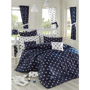 Lenjerie de pat pentru o persoana (DE), 2 piese, L'essentiel Maison, Starz, Albastru inchis/Alb imagine