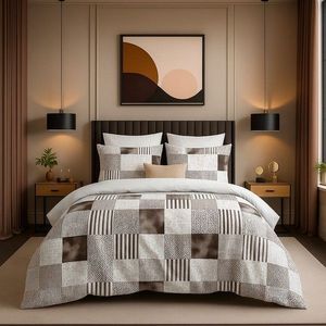 Set lenjerie de pat pentru o persoana Single XL (DE), 2 piese, L'essentiel Maison, Cocoa, Maro / Bej imagine