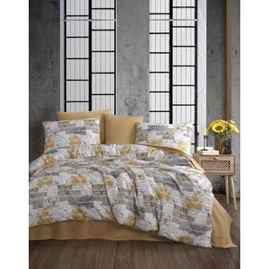 Lenjerie de pat pentru o persoana (EU) (IT), L'essentiel Maison, Serra, Galben / Alb / Gri imagine