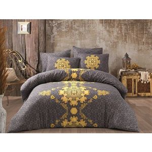 Lenjerie de pat dubla Super King (EU) (IT), 3 piese, L'essentiel Maison, Saltanat, Galben / Antracit imagine