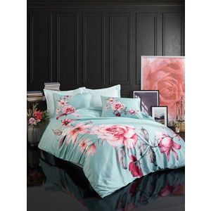 Lenjerie de pat dubla King (EU) (ES), 3 piese, L'essentiel Maison, 482, Turcoaz / Roșu / Roz / Gri imagine