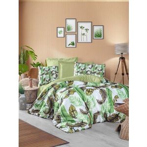 Lenjerie de pat dubla (DE), 3 piese, L'essentiel Maison, 472, Verde/Alb imagine