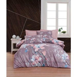 Lenjerie de pat dubla Super King (EU) (IT), 3 piese, L'essentiel Maison, 483, Pudră / Mov / Albastru / Alb imagine