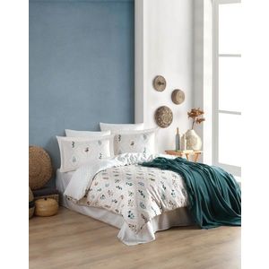 Lenjerie de pat pentru o persoana (FR), L'essentiel Maison, Ofelya, Alb/Verde imagine