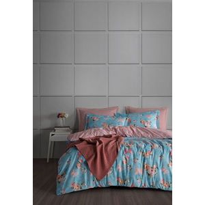 Lenjerie de pat dubla Super King (EU) (IT), L'essentiel Maison, Flower, Pulbere / Alb imagine