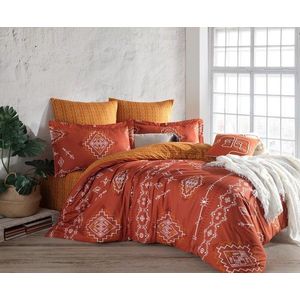 Lenjerie de pat dubla Super King (EU) (IT), L'essentiel Maison, Talas, Portocaliu/Alb imagine