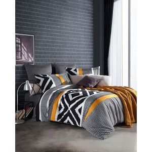 Lenjerie de pat dubla Super King (EU) (IT), 3 piese, L'essentiel Maison, Gordion, Maro/Alb imagine