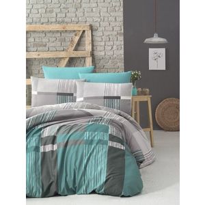 Lenjerie de pat pentru o persoana Single XXL (DE), L'essentiel Maison, Estela, Turcoaz / Alb / Gri / Verde imagine