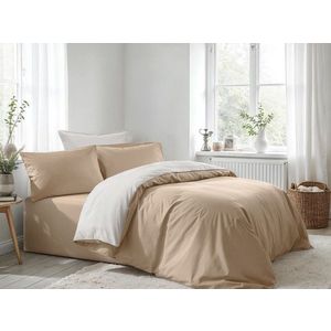 Lenjerie de pat dubla (DE), L'essentiel Maison, Beige, Alb, Bej/Alb imagine
