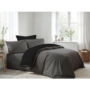 Lenjerie de pat dubla Super King (EU) (IT), L'essentiel Maison, Anthracite, Negru, Antracit / Negru imagine