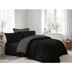 Lenjerie de pat dubla Super King (EU) (IT), L'essentiel Maison, Black, Antracit, Negru / Antracit imagine