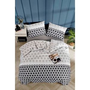 Lenjerie de pat pentru o persoana (FR), 2 piese, L'essentiel Maison, Geometric, Negru / Alb / Gri imagine