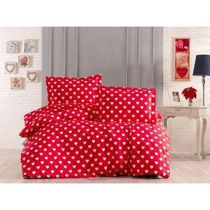 Lenjerie de pat pentru o persoana Single XXL (DE), L'essentiel Maison, Kalpler, Alb/Rosu imagine