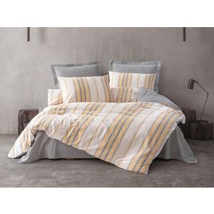 Lenjerie de pat dubla Super King (EU) (IT), 3 piese, L'essentiel Maison, Tribus, Yellow / Grey / White imagine