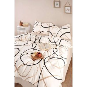 Lenjerie de pat pentru o persoana Single XXL (DE), 2 piese, L'essentiel Maison, LineRondom, Crem imagine