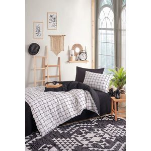 Lenjerie de pat pentru o persoana (EU) (IT), 2 piese, L'essentiel Maison, Artus, Alb/Negru imagine