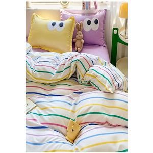 Lenjerie de pat dubla Super King (EU) (IT), 3 piese, L'essentiel Maison, Funny, Galben / Liliac imagine