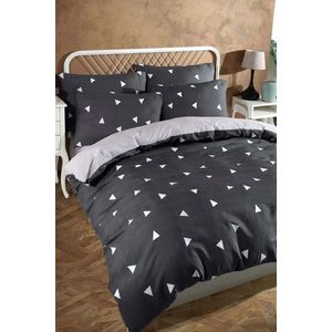 Lenjerie de pat dubla Super King (EU) (IT), 3 piese, L'essentiel Maison, Geometrik, Gri imagine