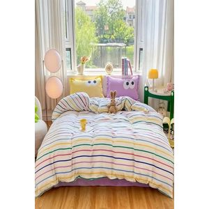 Lenjerie de pat dubla King (FR), 3 piese, L'essentiel Maison, Funny, Galben / Liliac imagine