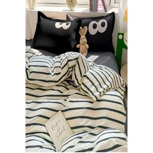 Lenjerie de pat dubla King (FR), 3 piese, L'essentiel Maison, Funny, Negru imagine