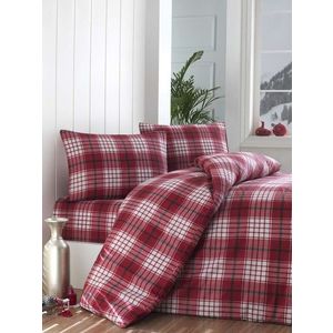 Lenjerie de pat dubla Super King (FR), 3 piese, L'essentiel Maison, Ekose v2, Rosu/Alb imagine