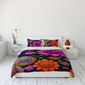 Lenjerie de pat dubla Super King (EU) (IT), 3 piese, L'essentiel Maison, FLW_DVT25-11, Multicolor imagine