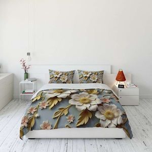 Lenjerie de pat dubla Super King (EU) (IT), 3 piese, L'essentiel Maison, FLW_DVT25-14, Multicolor imagine